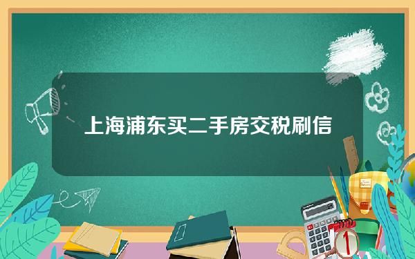 上海浦东买二手房 交税 刷信用卡(上海房产交易税费可以刷信用卡吗)